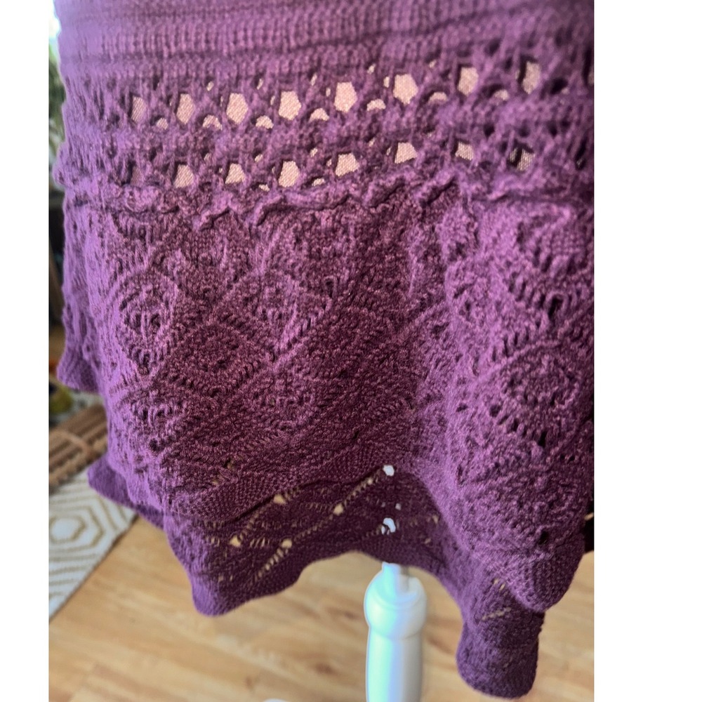 Moda International Purple Crochet Halter Top Tiered Ruffle Hem Boho Festival M - Picture 3 of 7